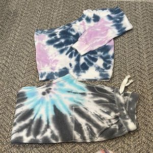 One shoulder sweat shirt small and large sweats set